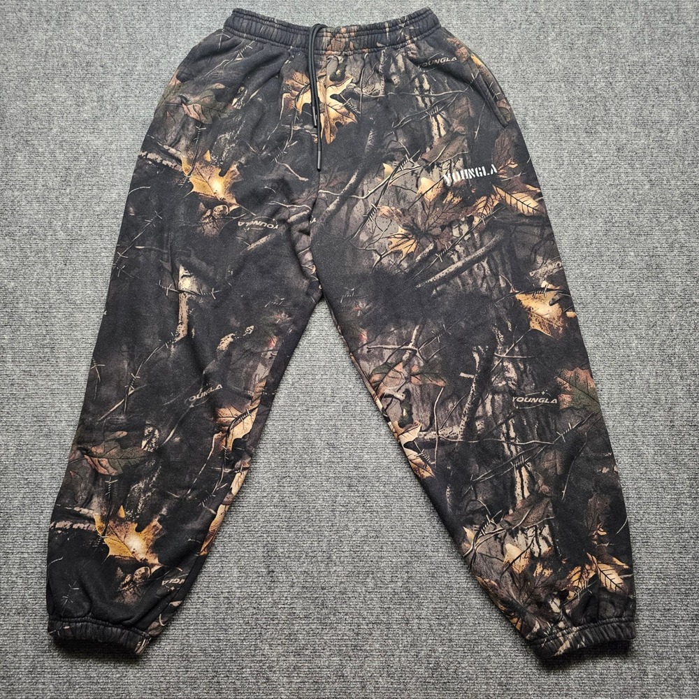 YoungLA Mens Camo Sweatpants Model 2063 Forest Camouflage Joggers Size Medium